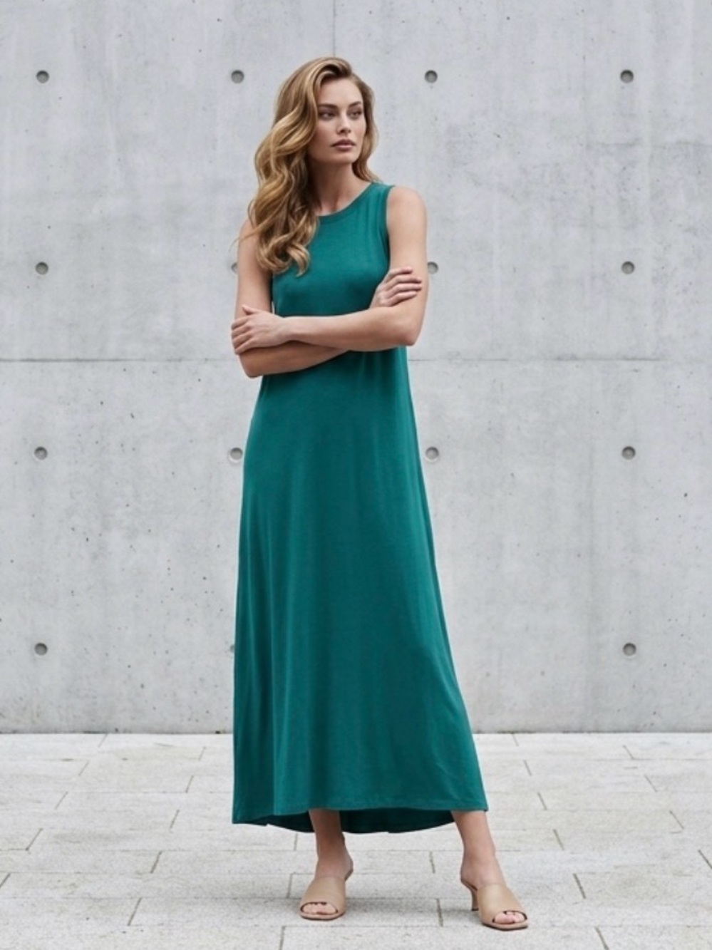 J. Jill Green Sleeveless Scoop Neck Sundress NWT